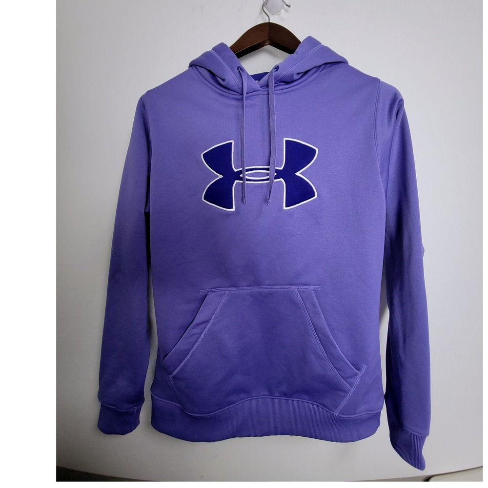 Under Armour Womens Purple Fleece Logo Hoodie Sweatshirt Medium MD
